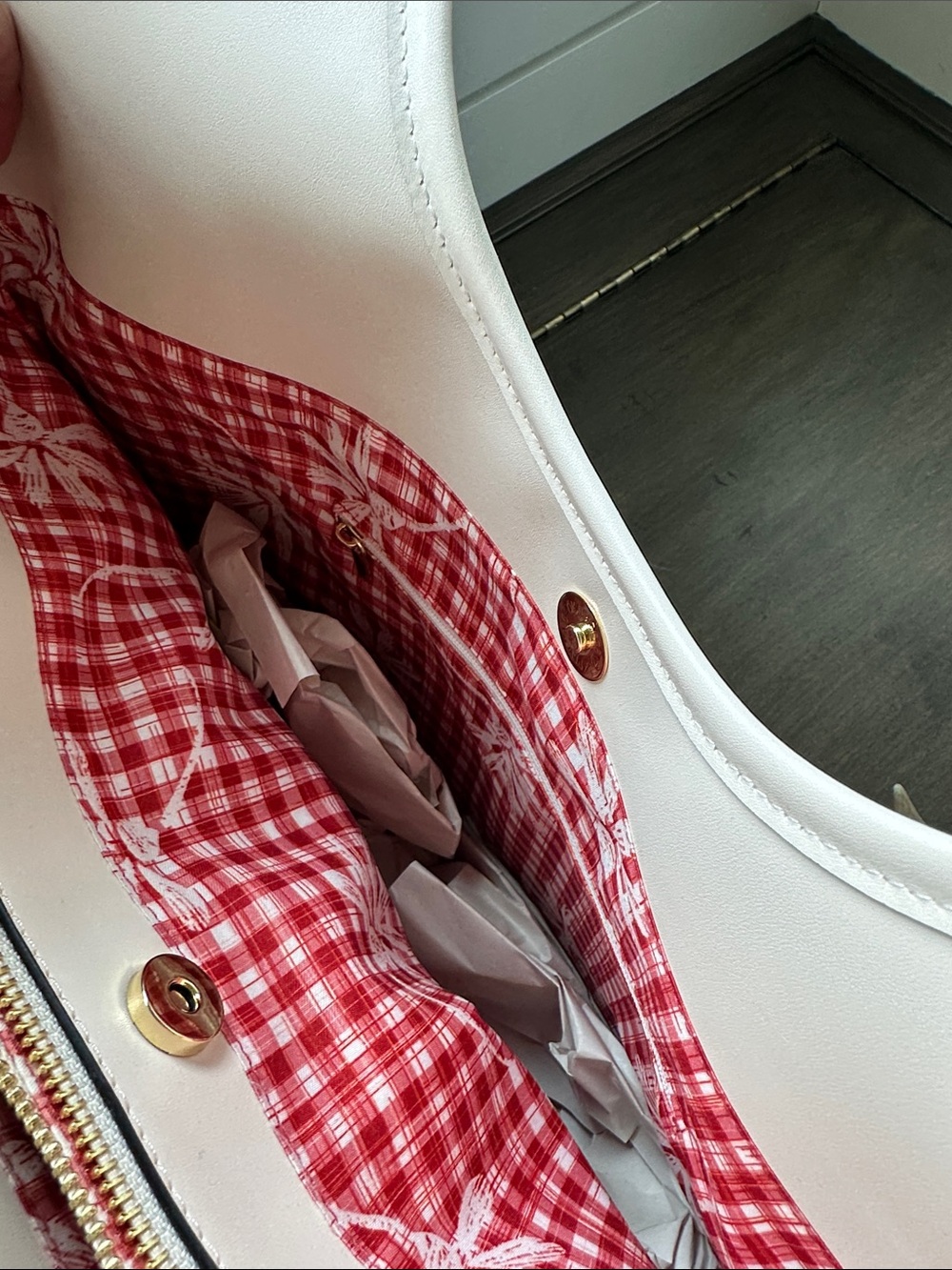 BCBGeneration Straw Tote with Red Strawberry Appliqués and Cream Trim - Picture 7 of 15